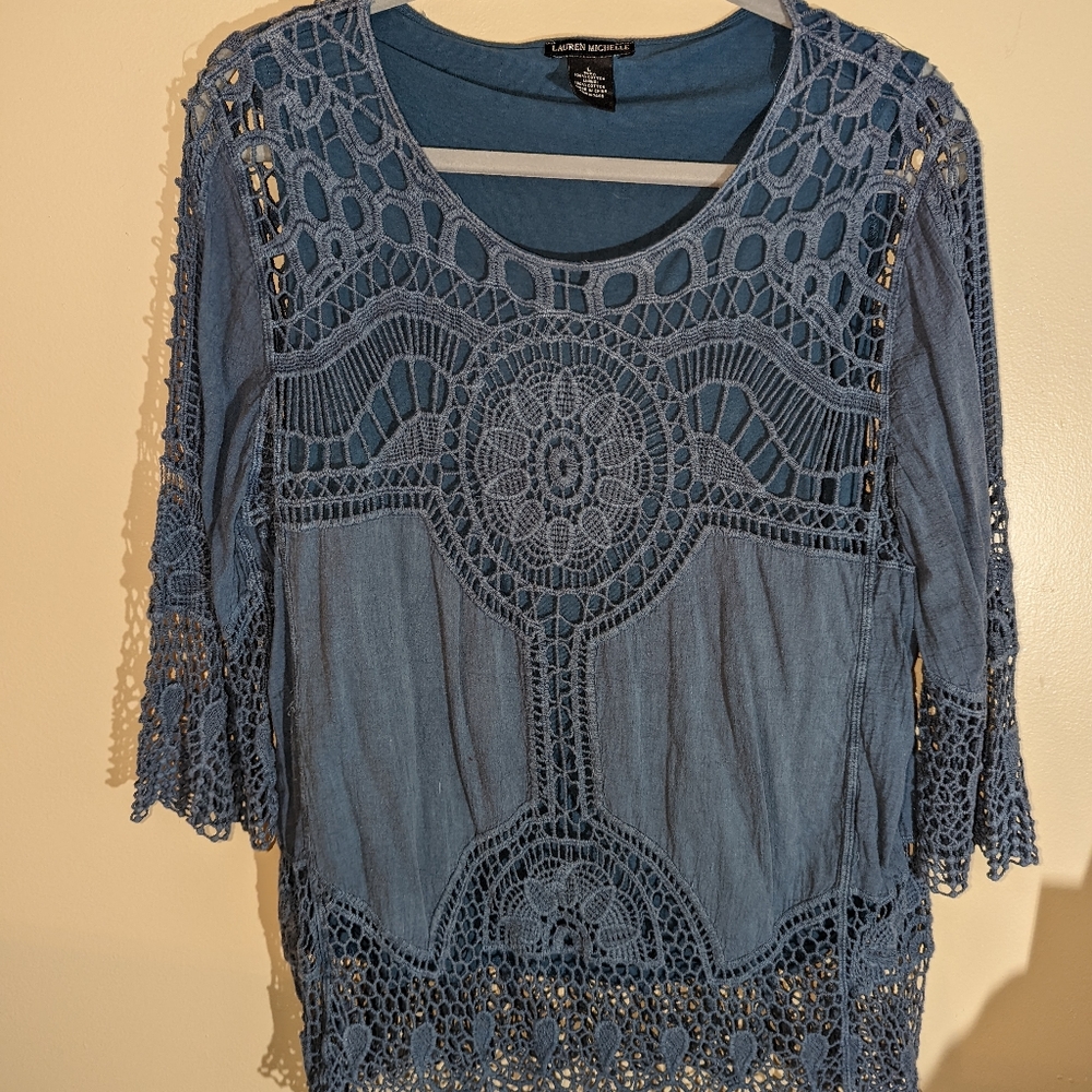 Women's L Denim Lauren Michelle top